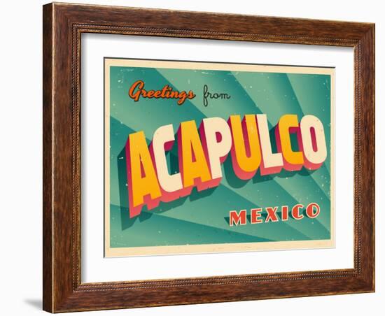 Vintage Touristic Greeting Card - Acapulco, Mexico-Real Callahan-Framed Art Print