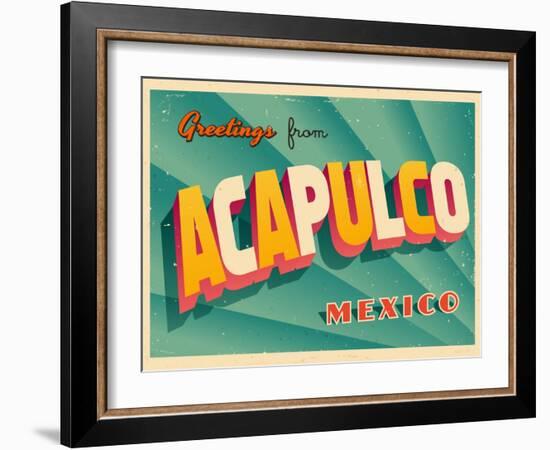 Vintage Touristic Greeting Card - Acapulco, Mexico-Real Callahan-Framed Art Print