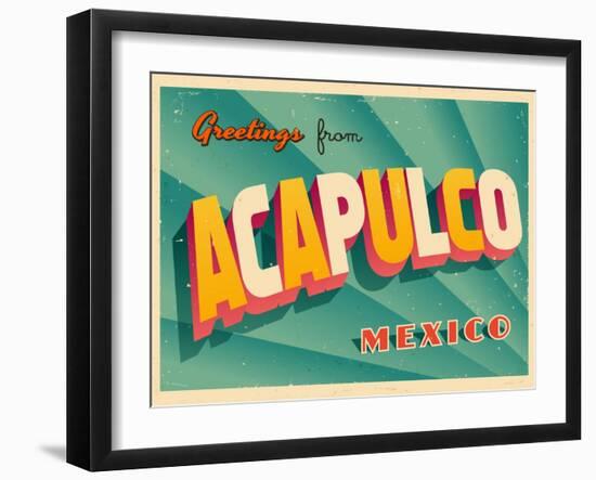 Vintage Touristic Greeting Card - Acapulco, Mexico-Real Callahan-Framed Art Print