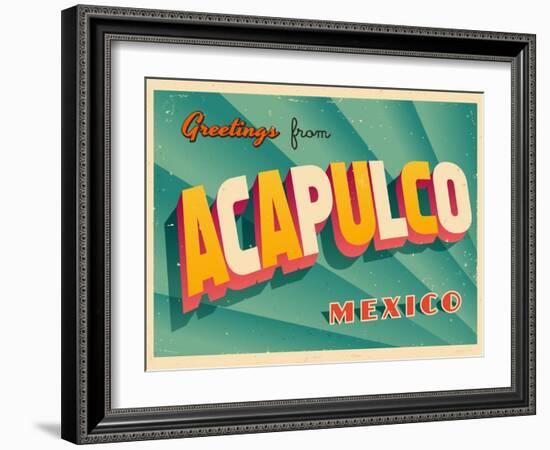 Vintage Touristic Greeting Card - Acapulco, Mexico-Real Callahan-Framed Art Print