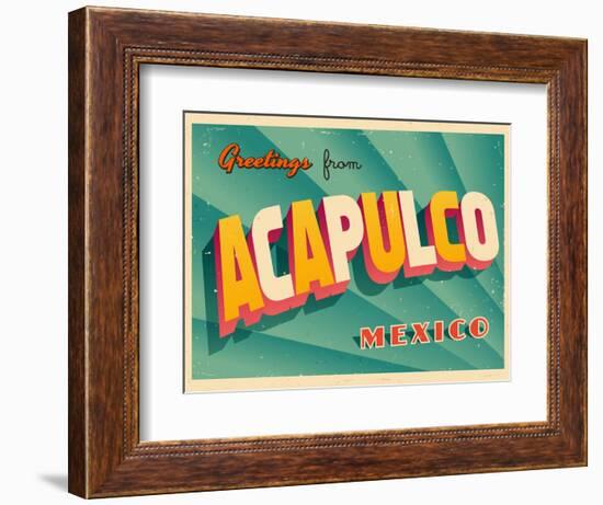Vintage Touristic Greeting Card - Acapulco, Mexico-Real Callahan-Framed Art Print