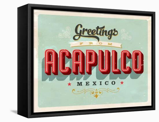 Vintage Touristic Greeting Card - Acapulco, Mexico-Real Callahan-Framed Stretched Canvas