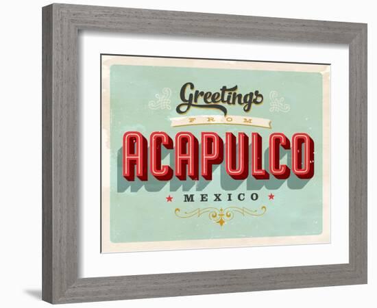 Vintage Touristic Greeting Card - Acapulco, Mexico-Real Callahan-Framed Art Print