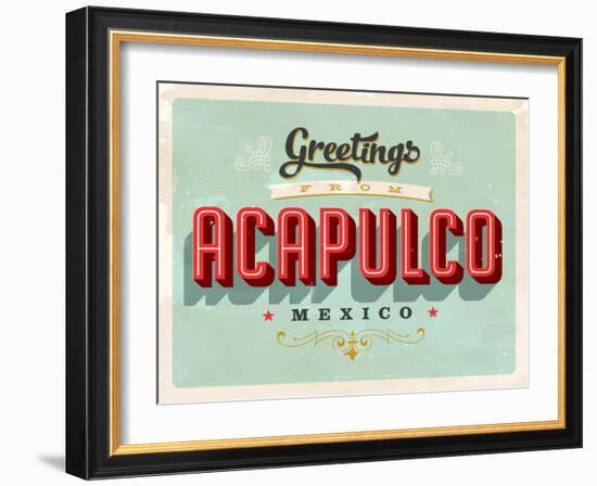 Vintage Touristic Greeting Card - Acapulco, Mexico-Real Callahan-Framed Art Print