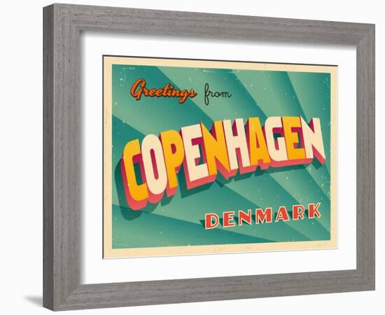 Vintage Touristic Greeting Card - Copenhagen, Denmark-Real Callahan-Framed Art Print