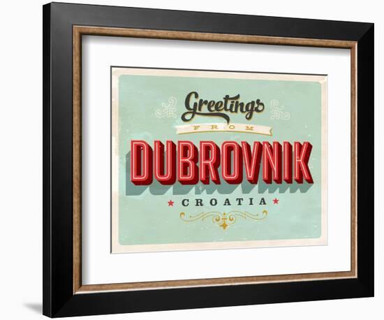 Vintage Touristic Greeting Card - Dubrovnik, Croatia-Real Callahan-Framed Art Print