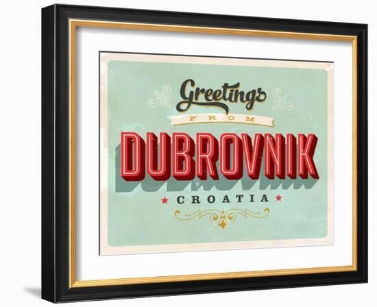 Vintage Touristic Greeting Card - Dubrovnik, Croatia-Real Callahan-Framed Art Print