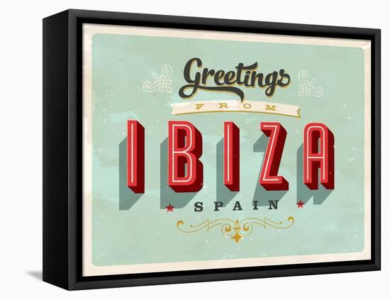 Vintage Touristic Greeting Card - Ibiza, Spain-Real Callahan-Framed Stretched Canvas