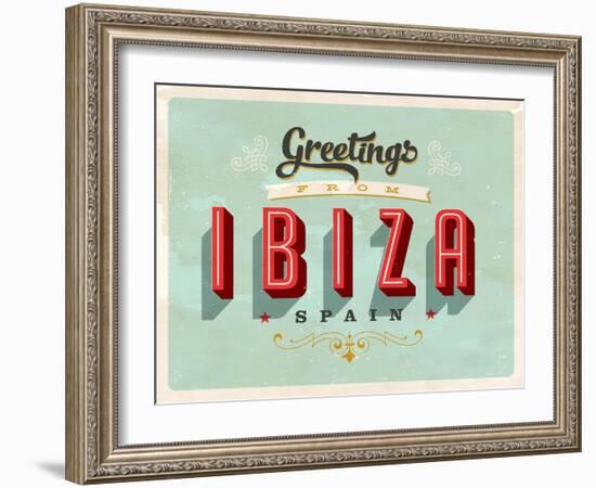 Vintage Touristic Greeting Card - Ibiza, Spain-Real Callahan-Framed Art Print