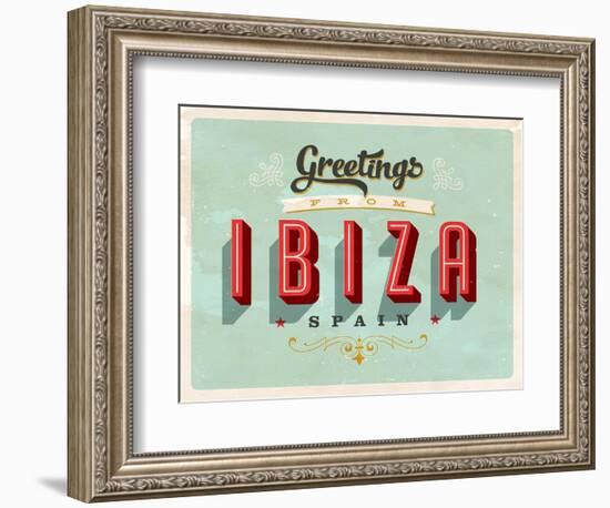 Vintage Touristic Greeting Card - Ibiza, Spain-Real Callahan-Framed Premium Giclee Print