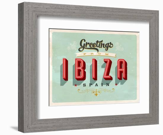 Vintage Touristic Greeting Card - Ibiza, Spain-Real Callahan-Framed Premium Giclee Print