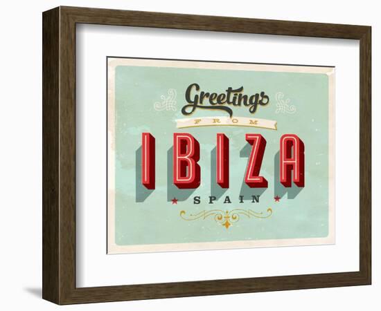 Vintage Touristic Greeting Card - Ibiza, Spain-Real Callahan-Framed Premium Giclee Print