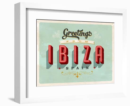 Vintage Touristic Greeting Card - Ibiza, Spain-Real Callahan-Framed Premium Giclee Print