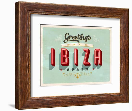 Vintage Touristic Greeting Card - Ibiza, Spain-Real Callahan-Framed Art Print