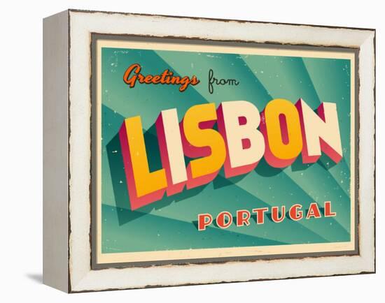 Vintage Touristic Greeting Card - Lisbon, Portugal-Real Callahan-Framed Stretched Canvas