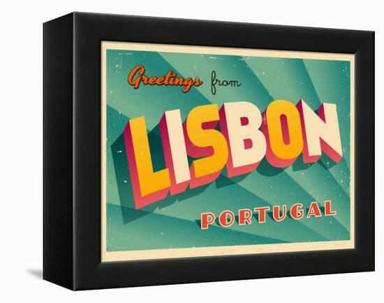 Vintage Touristic Greeting Card - Lisbon, Portugal-Real Callahan-Framed Stretched Canvas