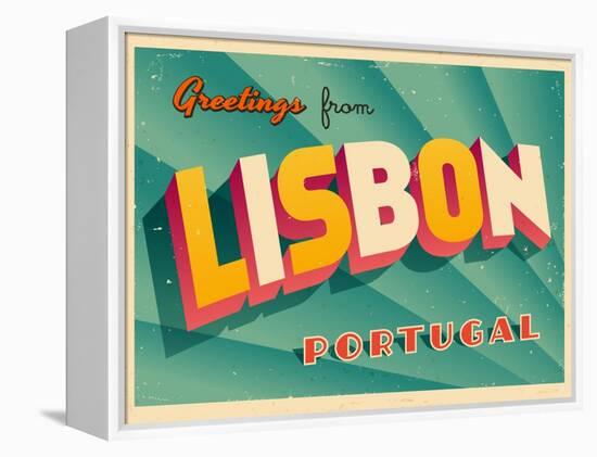 Vintage Touristic Greeting Card - Lisbon, Portugal-Real Callahan-Framed Stretched Canvas