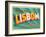 Vintage Touristic Greeting Card - Lisbon, Portugal-Real Callahan-Framed Art Print