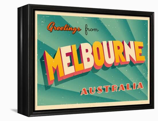 Vintage Touristic Greeting Card - Melbourne, Australia-Real Callahan-Framed Stretched Canvas