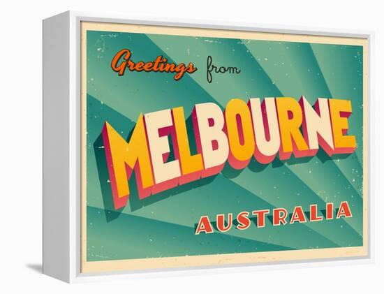 Vintage Touristic Greeting Card - Melbourne, Australia-Real Callahan-Framed Stretched Canvas