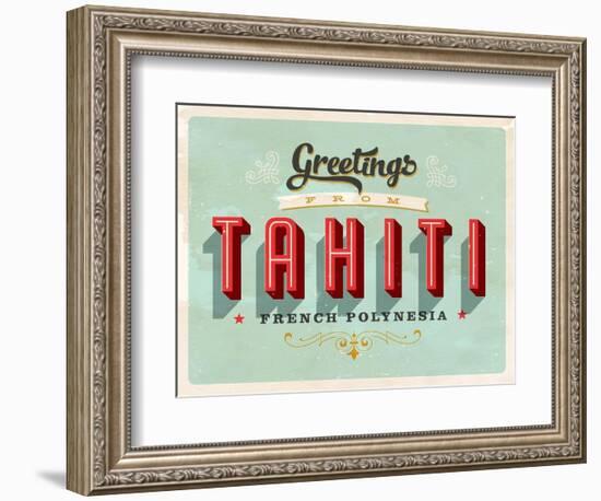 Vintage Touristic Greeting Card - Tahiti, French Polynesia-Real Callahan-Framed Art Print