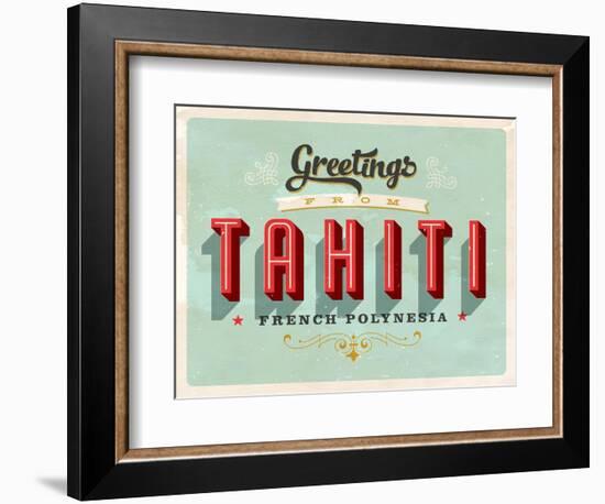 Vintage Touristic Greeting Card - Tahiti, French Polynesia-Real Callahan-Framed Art Print