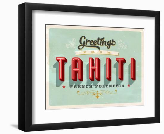 Vintage Touristic Greeting Card - Tahiti, French Polynesia-Real Callahan-Framed Art Print