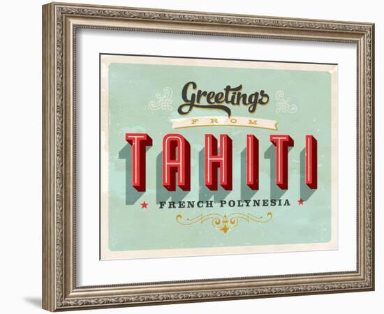 Vintage Touristic Greeting Card - Tahiti, French Polynesia-Real Callahan-Framed Art Print