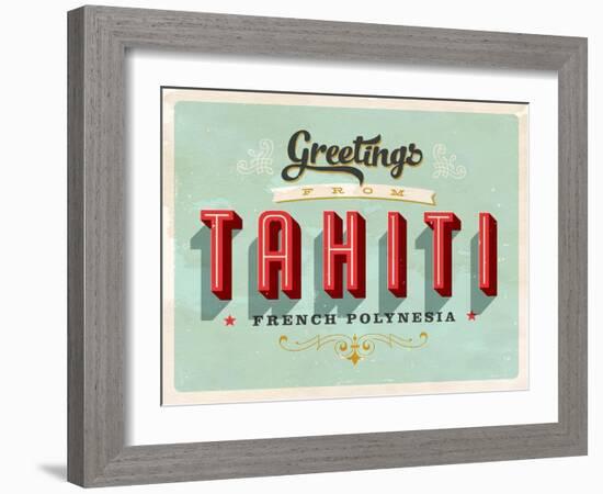 Vintage Touristic Greeting Card - Tahiti, French Polynesia-Real Callahan-Framed Art Print