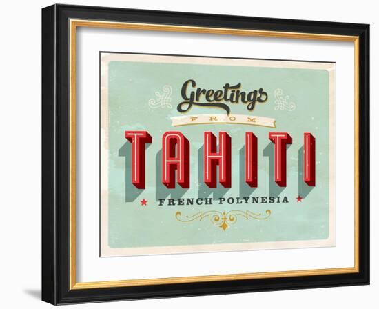 Vintage Touristic Greeting Card - Tahiti, French Polynesia-Real Callahan-Framed Art Print