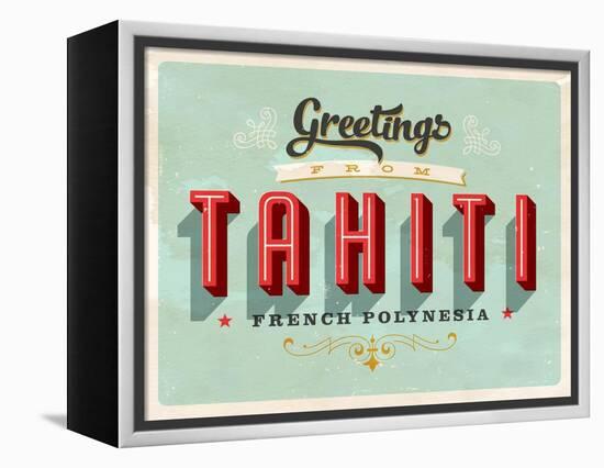 Vintage Touristic Greeting Card - Tahiti, French Polynesia-Real Callahan-Framed Stretched Canvas