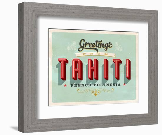 Vintage Touristic Greeting Card - Tahiti, French Polynesia-Real Callahan-Framed Premium Giclee Print