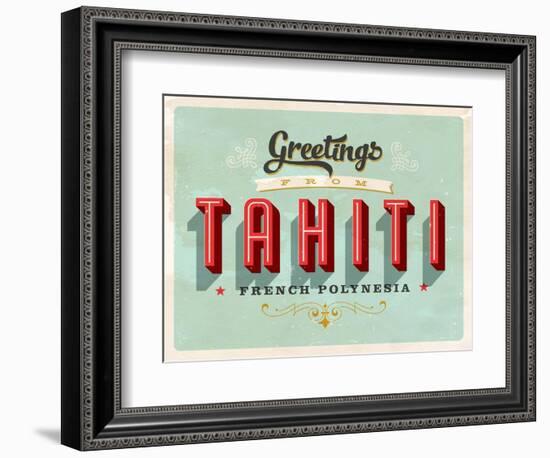 Vintage Touristic Greeting Card - Tahiti, French Polynesia-Real Callahan-Framed Premium Giclee Print