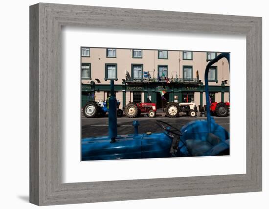 Vintage Tractors Lined Up Outside Lalors Hotel, Dungarvan, County Waterford, Ireland-null-Framed Photographic Print