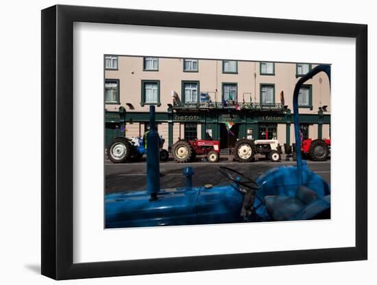 Vintage Tractors Lined Up Outside Lalors Hotel, Dungarvan, County Waterford, Ireland-null-Framed Photographic Print