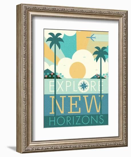 Vintage Travel Explore New Horizons-Michael Mullan-Framed Art Print