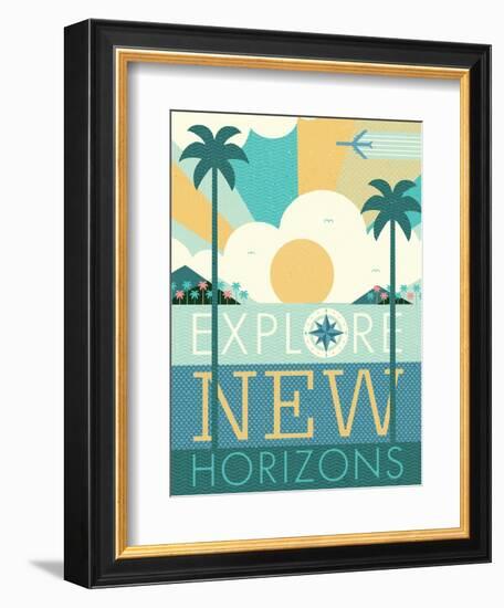 Vintage Travel Explore New Horizons-Michael Mullan-Framed Art Print