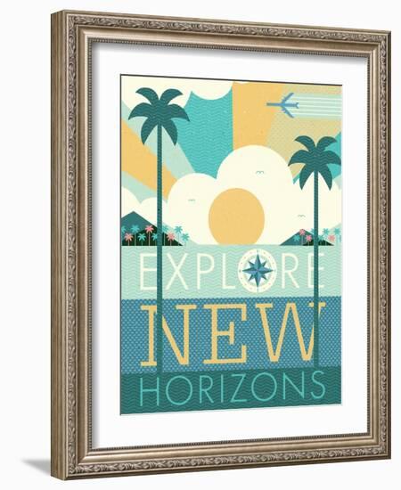 Vintage Travel Explore New Horizons-Michael Mullan-Framed Art Print