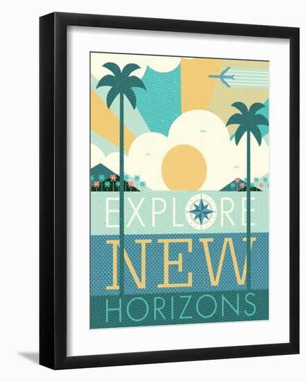 Vintage Travel Explore New Horizons-Michael Mullan-Framed Art Print