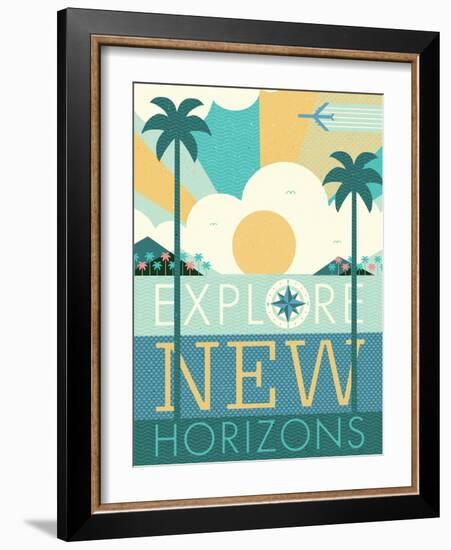 Vintage Travel Explore New Horizons-Michael Mullan-Framed Art Print