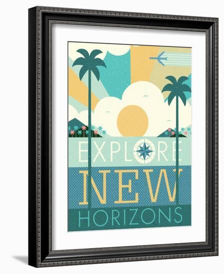 Vintage Travel Explore New Horizons-Michael Mullan-Framed Art Print