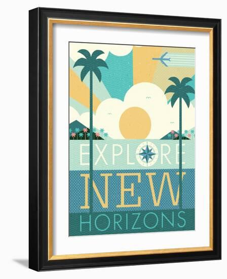 Vintage Travel Explore New Horizons-Michael Mullan-Framed Art Print