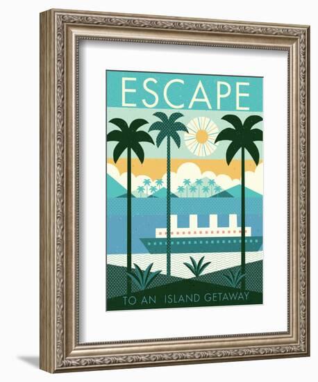 Vintage Travel Island Escape-Michael Mullan-Framed Premium Giclee Print