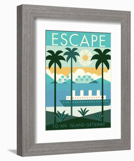 Vintage Travel Island Escape-Michael Mullan-Framed Art Print