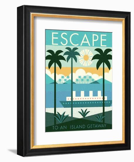 Vintage Travel Island Escape-Michael Mullan-Framed Art Print