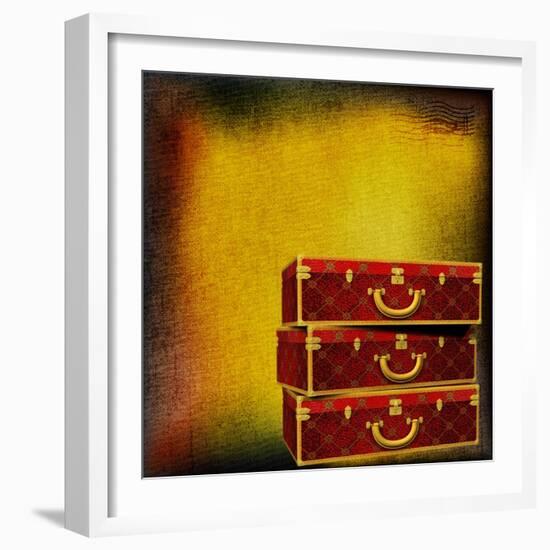 Vintage Travel Luggage Background-Petrafler-Framed Art Print