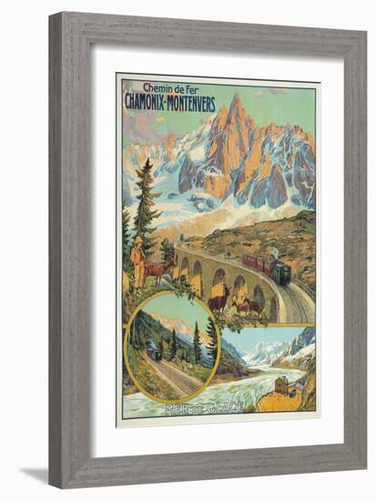 Vintage Travel Poster for Chamonix, France-null-Framed Premium Giclee Print