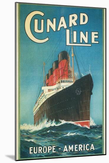 Vintage Travel Poster for Cunard Line-null-Mounted Art Print