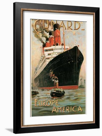 Vintage Travel Poster for Cunard Line-null-Framed Art Print