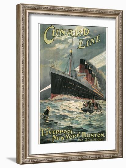 Vintage Travel Poster for Cunard Lines-null-Framed Art Print